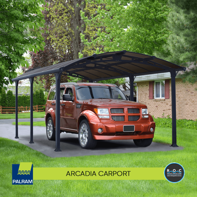 Arcadia Carport Kit With Red Car